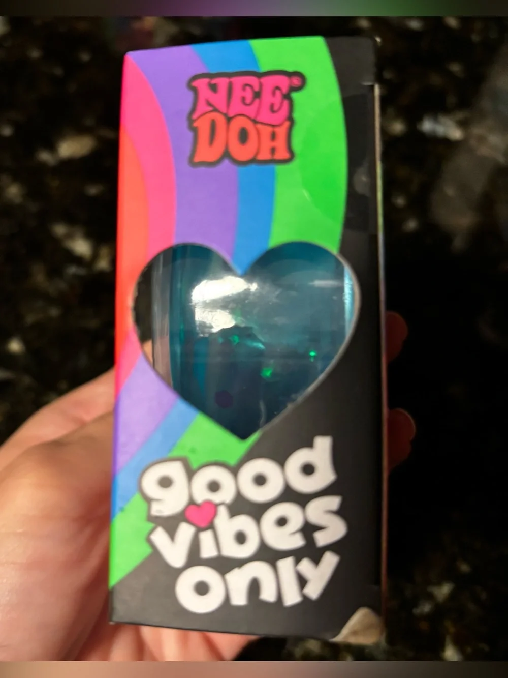 NeeDoh Good Vibes Only Peace Heart Squishy Toy- Blue